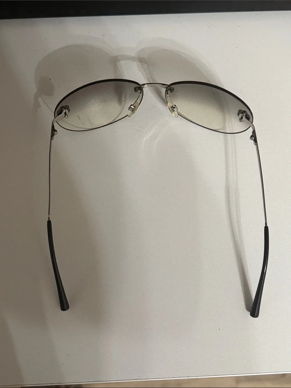 CHANEL Silver Gradient Rimless Aviator Sunglasses